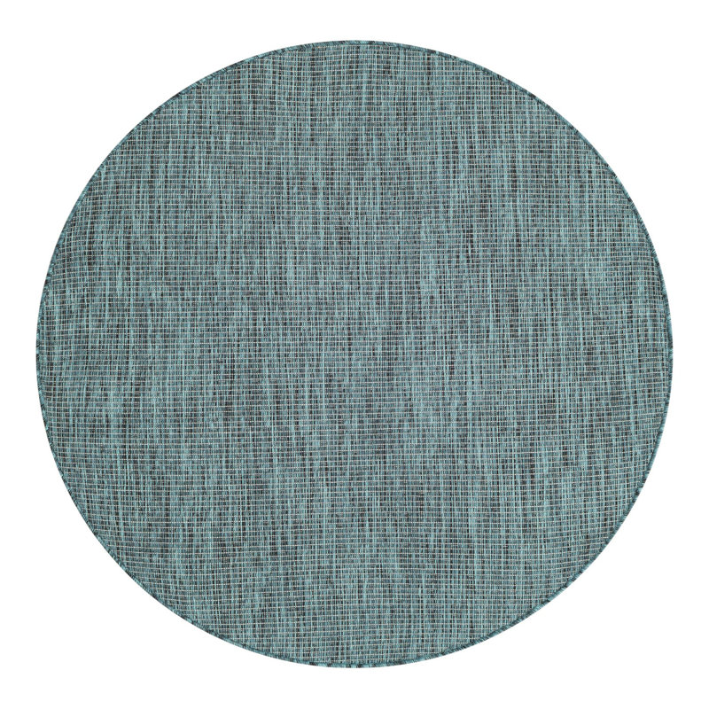 Sevim Teal Indoor / Outdoor Area Rug, Round 4'1"
