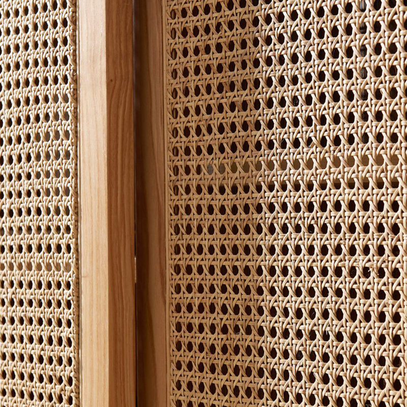Armoire de rangement en rotin tissé, Noir / Burlywood