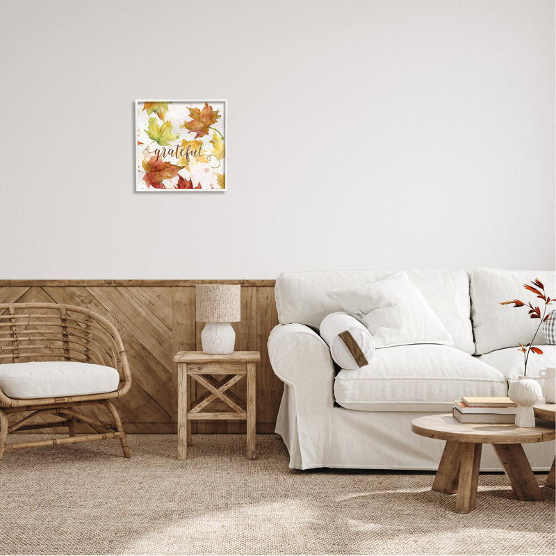 Grateful Fall Maple Leaves par Carol Robinson, Giclée encadrée blanc bord de mer, H 17 po x l 17 po x P 1,5 po