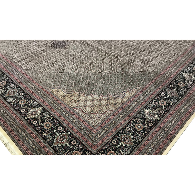 Hand-Knotted High-Quality Green and Brown Area Rug