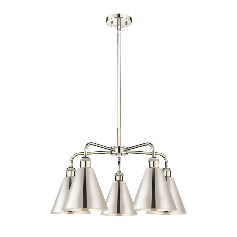Lustre en cône à 5 lumières Allare Cone, Nickel poli