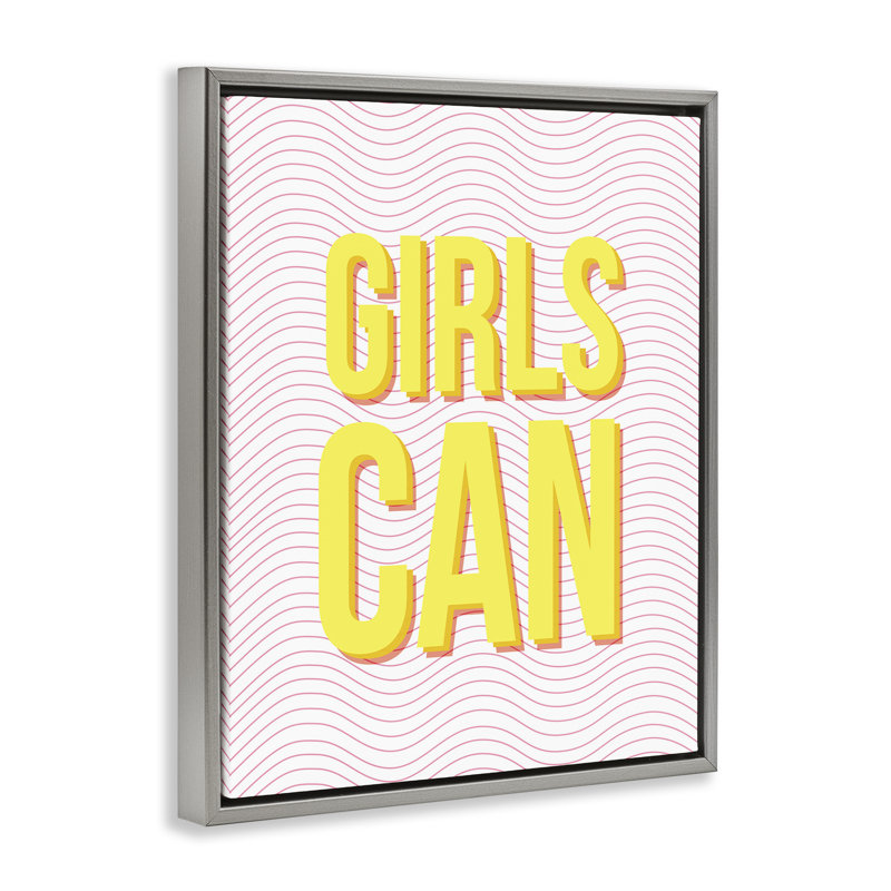 «Inspiring Girls Can Floater», art mural sur toile par Daphne Polselli, Cadre flottant gris lustré, H 21 po x l 17 po