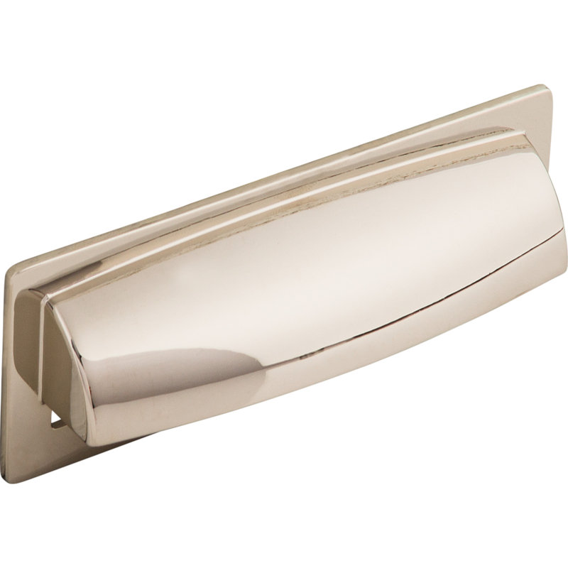 Hollin Cup/Bin pull, Polished Nickel, 3 3/4" Center to Center