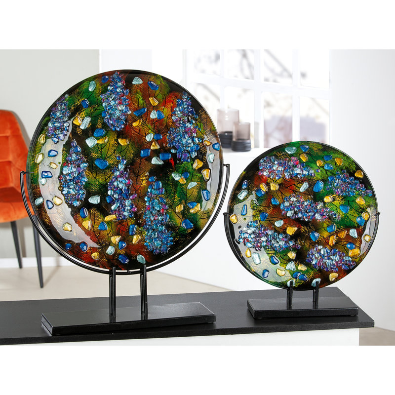 Batish Handmade Glass Decorative Plate 1, 54cm H x 52cm W x 15cm D