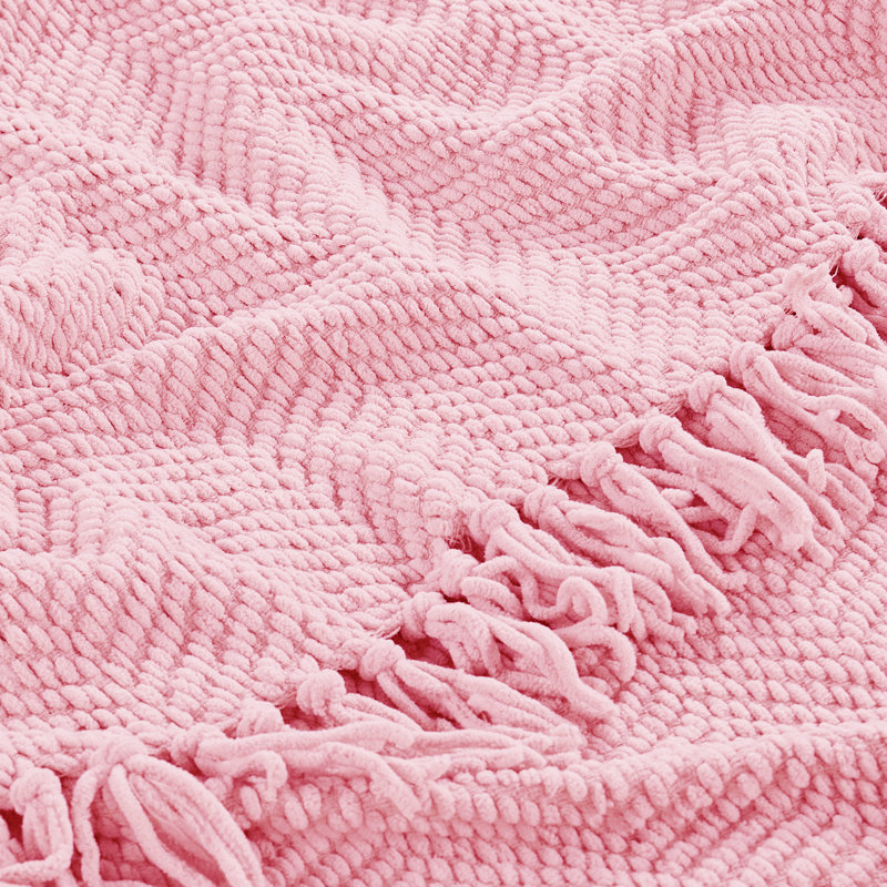 Tweed Knitted Throw Blanket, 50" x 60", Candy Pink