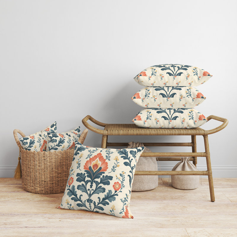 Gulrang Intérieur/Extérieur 26x26, Carré 26 po, Crème/bleu