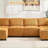 Sectional Sofa, 6-Seat Modular U-Shaped with Reversible Chaise for Living Room | Mustard Yellow | Corduroy-2020075893