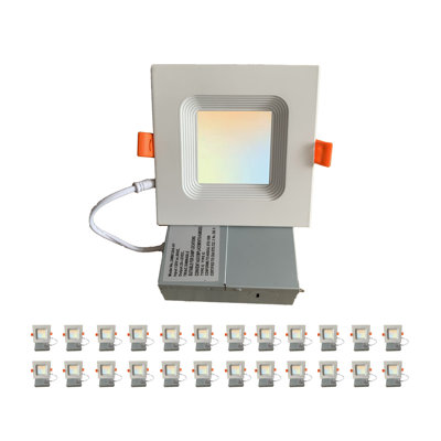 Plafonnier encastré carré 6 "à DEL 12W 6W, sélectionnable 5CCT, à intensité variable, homologué IC et hermétique, homologué ETL, Energy Star (ensemble de 24)