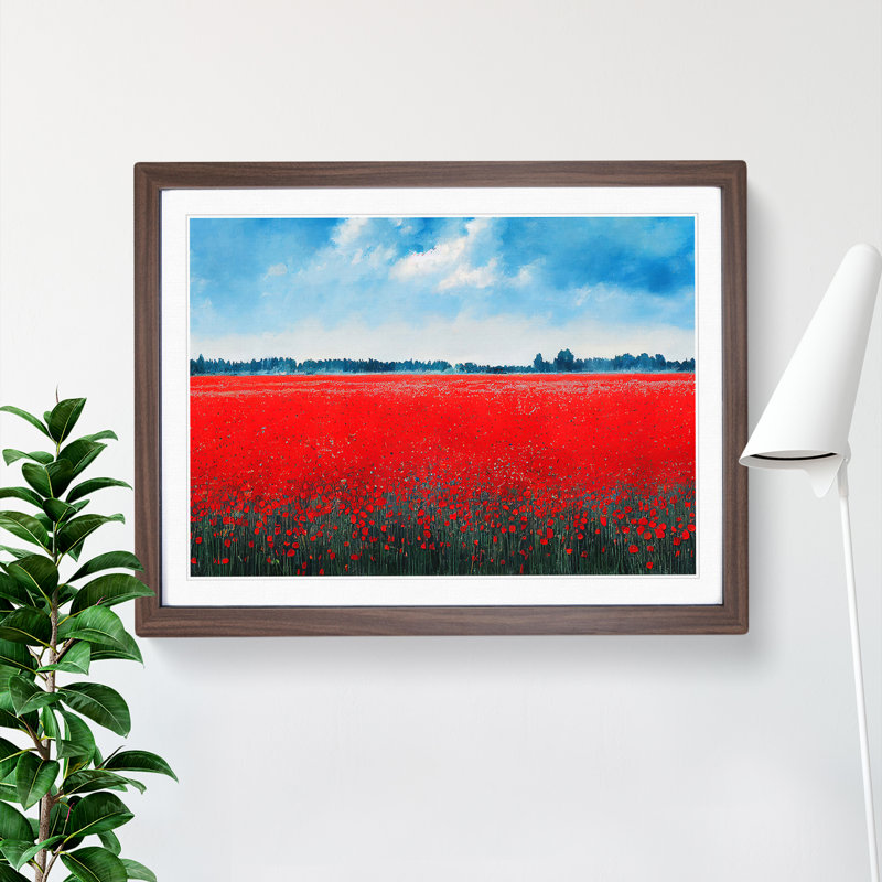 Awesome Poppies Flowers - Framed Print, 46cm H x 64cm W x 2cm D, Walnut
