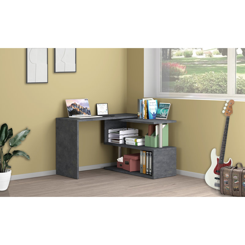 L-Shaped Computer Desk, Grey, Rport Grey