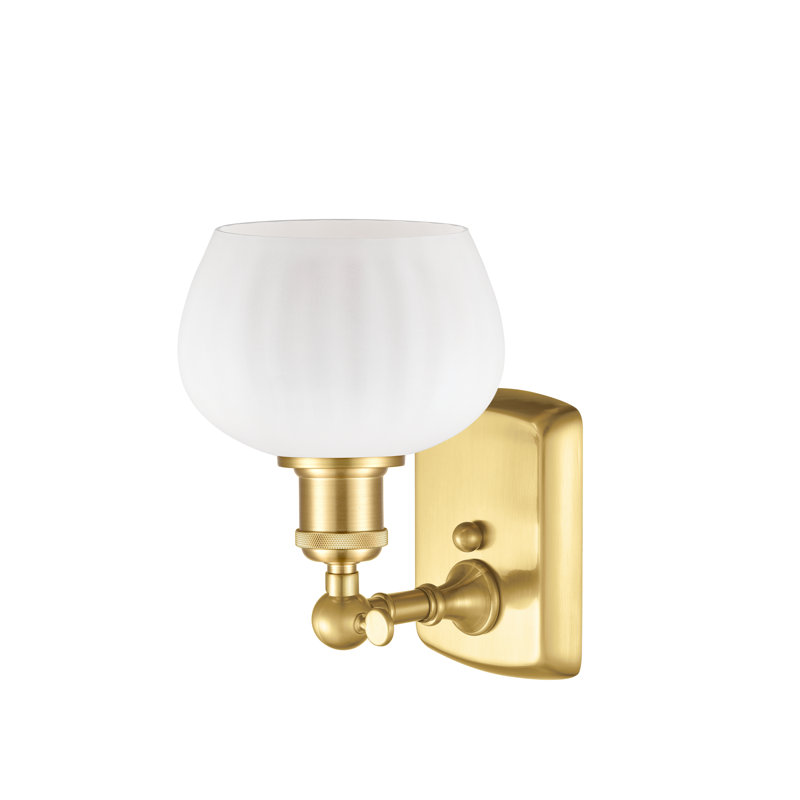 Patrina Armed Sconce, Incandescent, Matte White, Satin Gold