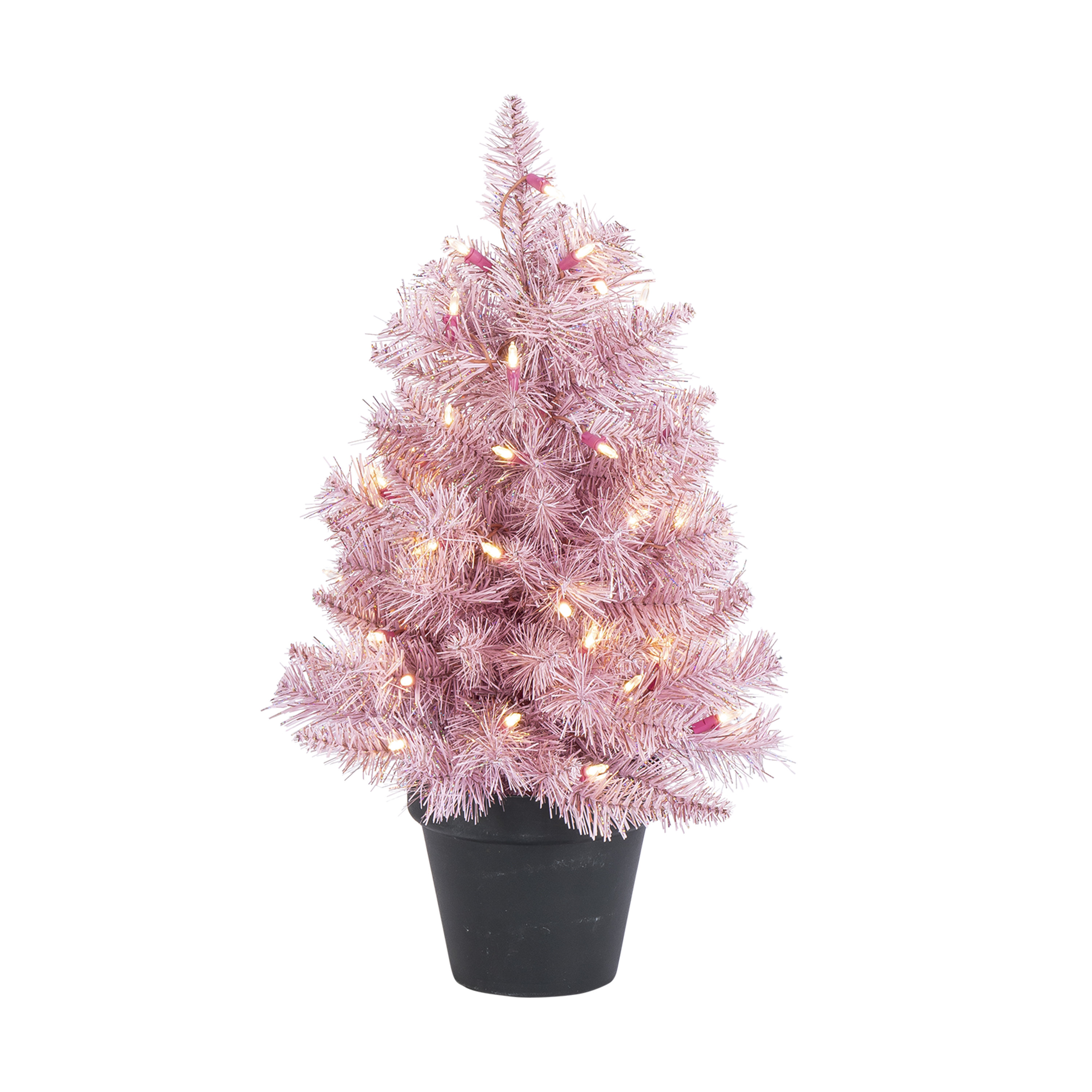 House of Hampton® Charming 24 Inch Pink Artificial Tree With Warm White LED Lights | Wayfair