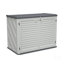 Remise de rangement horizontale avec tablette amovible, grande armoire de rangement extérieure verrouillable, unité de rangement en plastique PEHD résistant aux intempéries pour la cour, le patio et le jardin - 28 pieds cubes