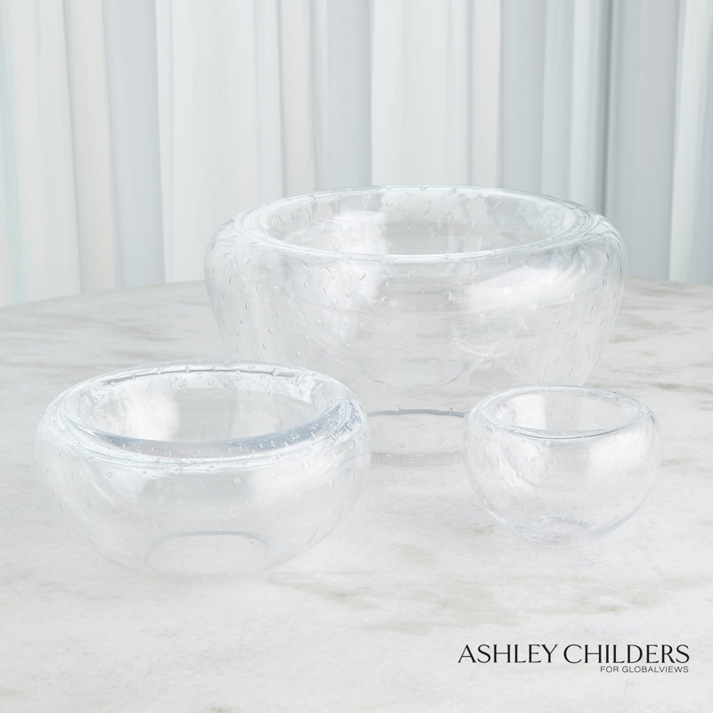 Double Take Bowl-Clear Seeded-Med, 4" H x 6" W x 6" D