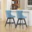 Tabourets de bar pivotants en velours avec décoration capitonnée à boutons et pieds en bois, garniture cloutée chromée, chaises de bar style loisirs, tabourets de bar, ensemble de 2-119345212
