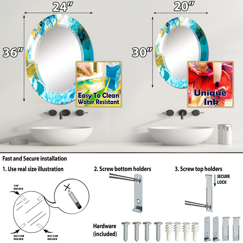 Miroir de salle de bain sans cadre, 30 po x 20 po