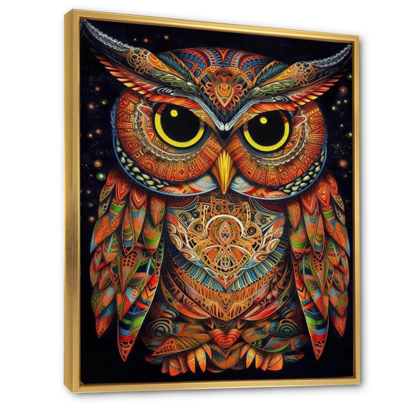 Sagesse brune et jaune sur toile, H 20 po x l 12 po x P 1 po, Cadre flottant doré