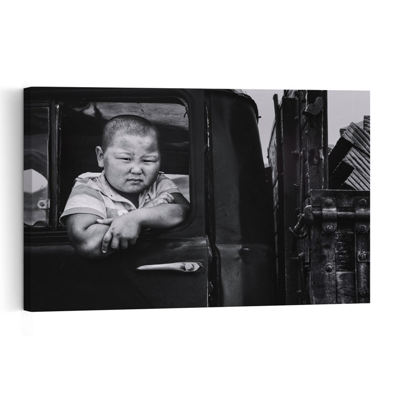 Serious Young Boy Contemporary Portrait Urban Wall Art Print 1 Piece Wrapped Canvas Wall Art, 40.64cm H x 60.96cm W