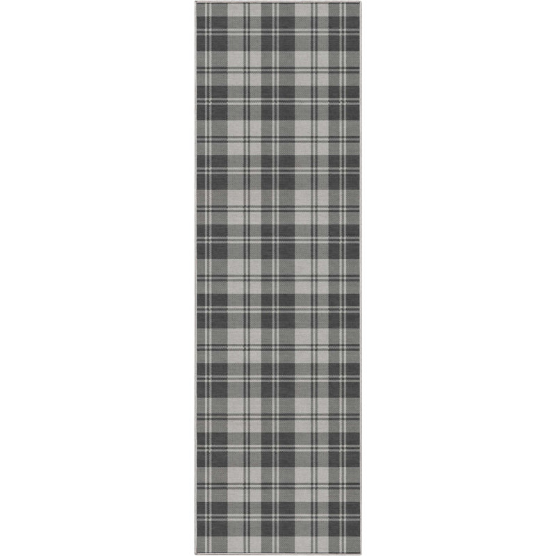 Tapis gris foncé à tissage plat Kehr, Tapis de couloir 2 pi 3 po x 7 pi 3 po