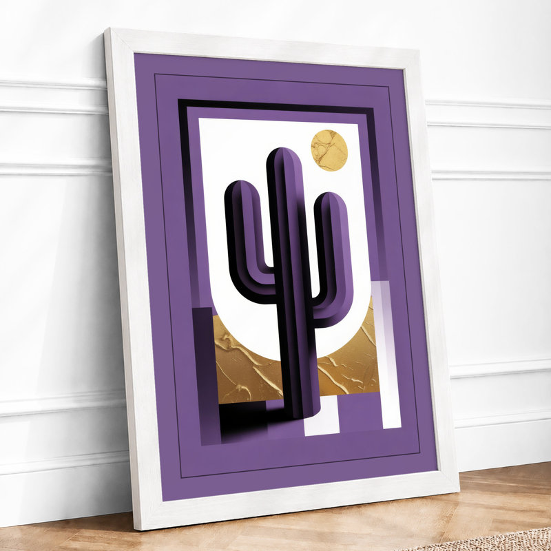 Desert Saguaro Art Deco - Print, A2 - 59.4 x 42.0 cm, White