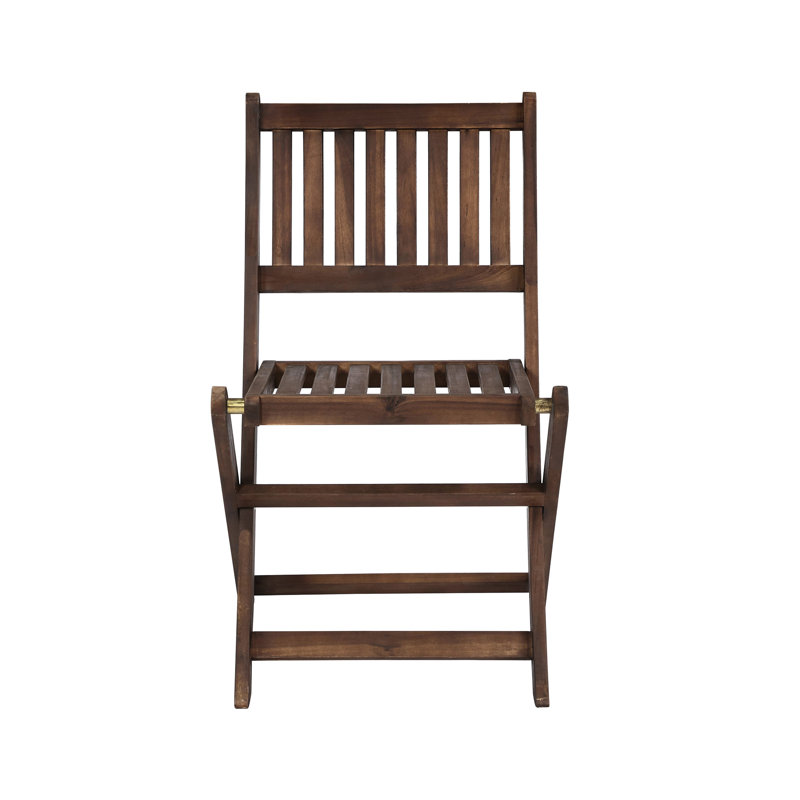 Wood 3 Bistro Patio - Folding Chairs & Coffee Table For Gardens, Backyards, Balconies, Porches, Elegant Brown Natural Stain Finish