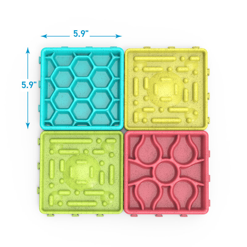 Multicolor Slow Feeding Dog Mat and Tray Set with Suction