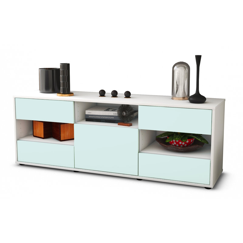 Yarger Unfinished TV Stand for TVs up to 60, Light Blue / Matte White