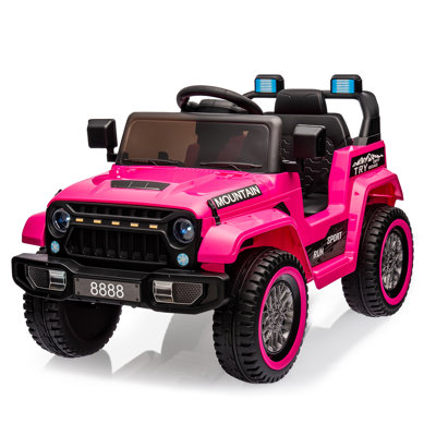 Camion électrique 12 V pour enfants avec télécommande parentale, deux moteurs de 35 W, 3 vitesses, suspension à ressorts, lumières DEL et musique, véhicule jouet électrique pour garçons et filles de 3 à 5 ans.