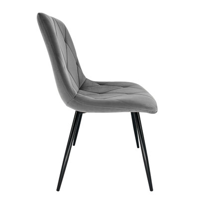 Fishersville 47cm H Tufted Velvet Upholstered Upholstered Back Side Chair in Gray