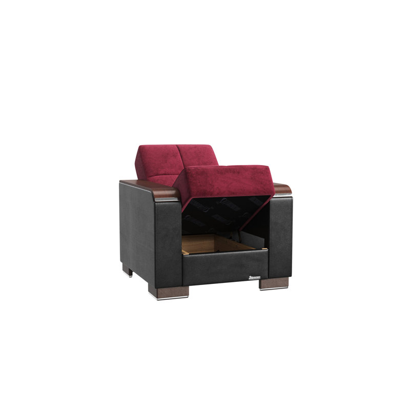 Fauteuil convertible bourgogne avec rangement - pour économiser de l'espace en microfibre