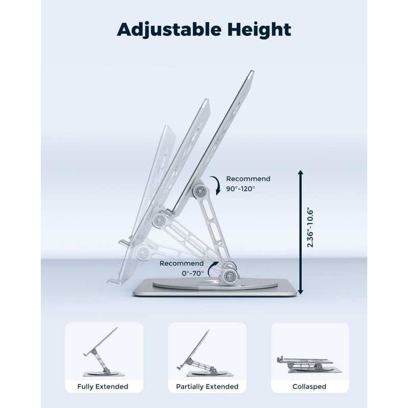 Adjustable Laptop Stand for Desk with 360° Rotating Base