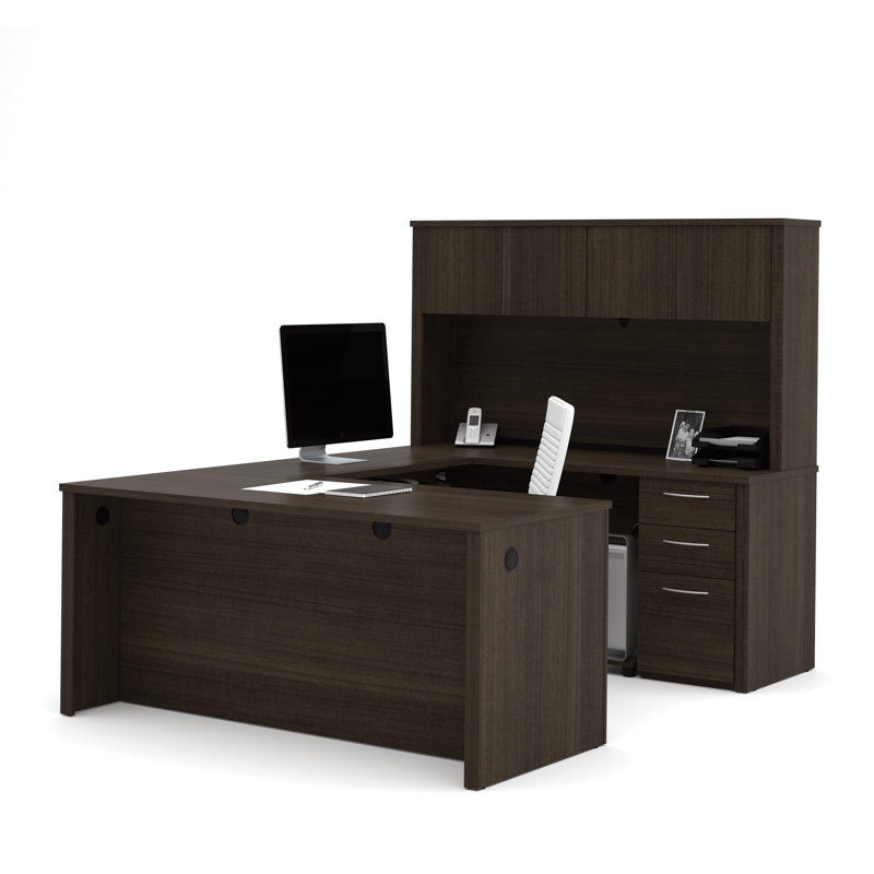 Ornello Modular U-Shaped Executive Desk, Dark Chocolate