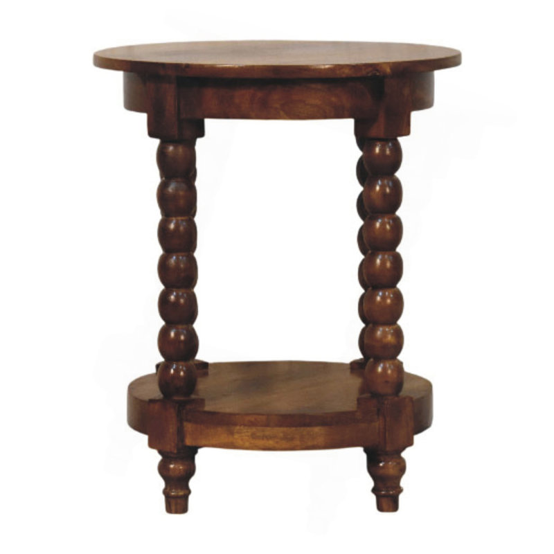 Solid Wood Spindle Round Side Table