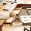 Bureau en bois massif en L de couleur noyer clair avec 3 tiroirs-90081311-90081308