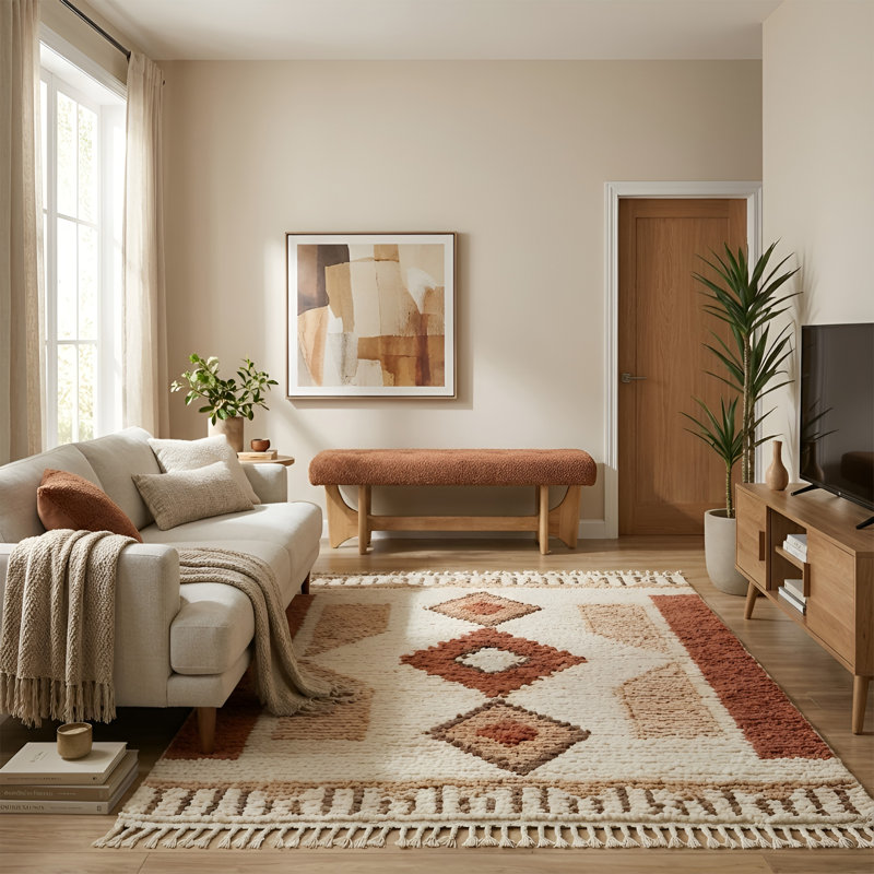 Upholstered Button Tufted Bench with Solid Wood Legs, Natural/Brown