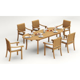 9 Pcs Grade-A Teak Wood Dining Set: 94" Double Extension Oval Table And 8 Napa Stacking Arm Chairs #11NP2208