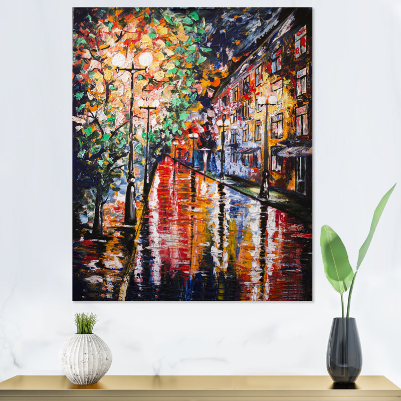 Paris Street Under Rain - Peinture, H 20 po x l 12 po x P 1 po, Toile tendue