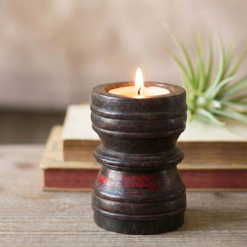 7'' H Solid Wood Candlestick