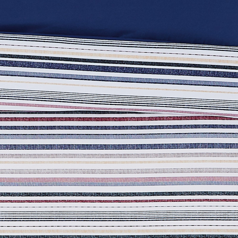 Plain Weave Striped Comforter Set, Twin Extra Long Comforter + 1 Standard Pillow Sham
