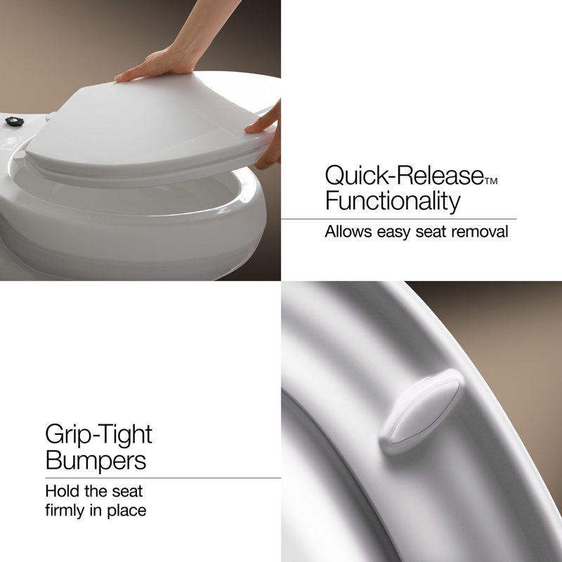 Transitions® Quiet-Close with Grip-Tight Elongated Toilet Seat, Black Black, Non Ready Latch