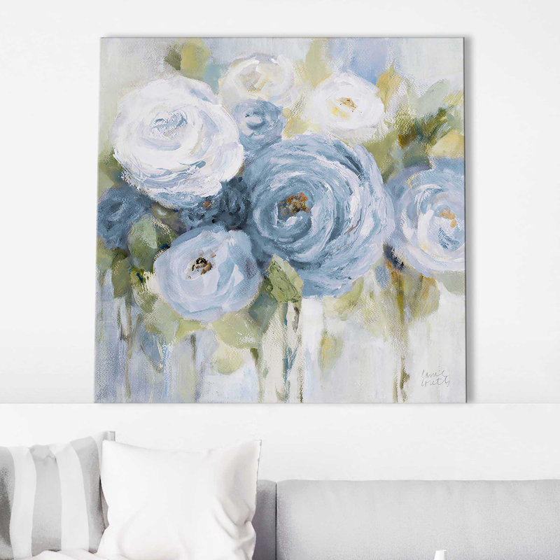 «Softly Blooming In Blue (Square)» par Lanie Loreth, reproduction, Toile tendue, H 18 po x l 18 po x P 1 po