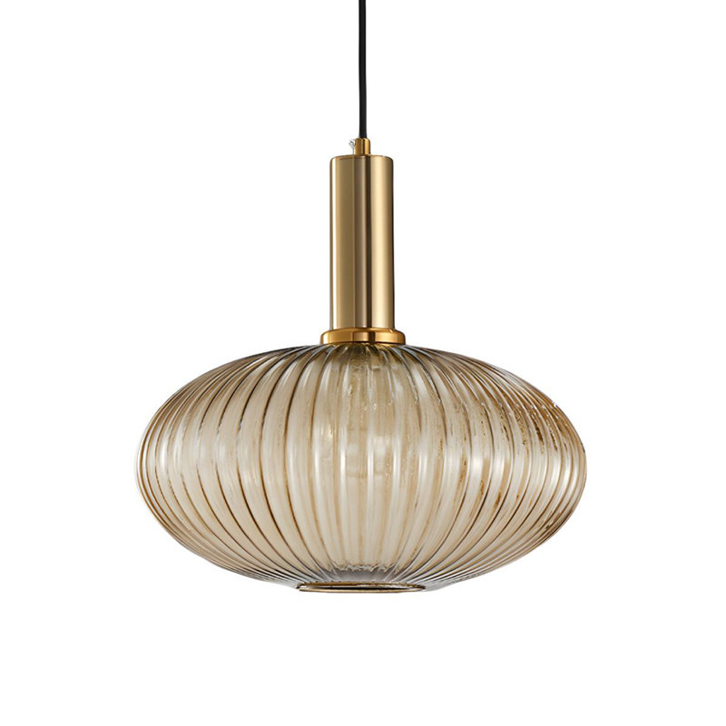 Luminaire suspendu en laiton 1 lumière Salicia, Amber