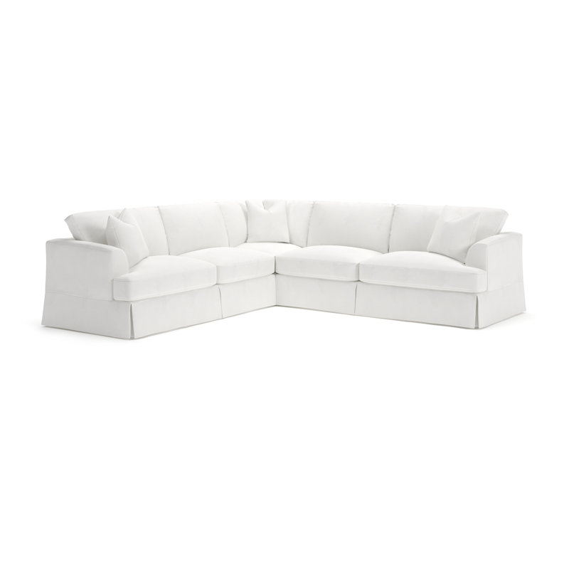 Canapé modulaire 4 pièces Lucia, Blanc sergé décoloré classique, Orienté à gauche (vu de face)