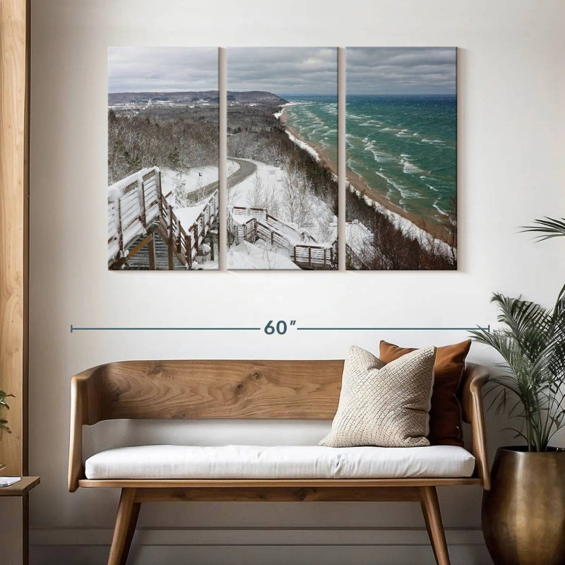 Scène d'hiver à Alvord Lake Michigan, H 32 po x l 50 po