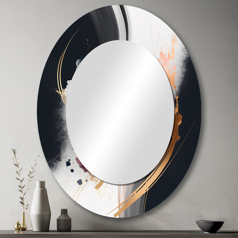 Gold Purple Transcending Complexity I - Gold Oval Wall Mirror Decor, 43" x 33"