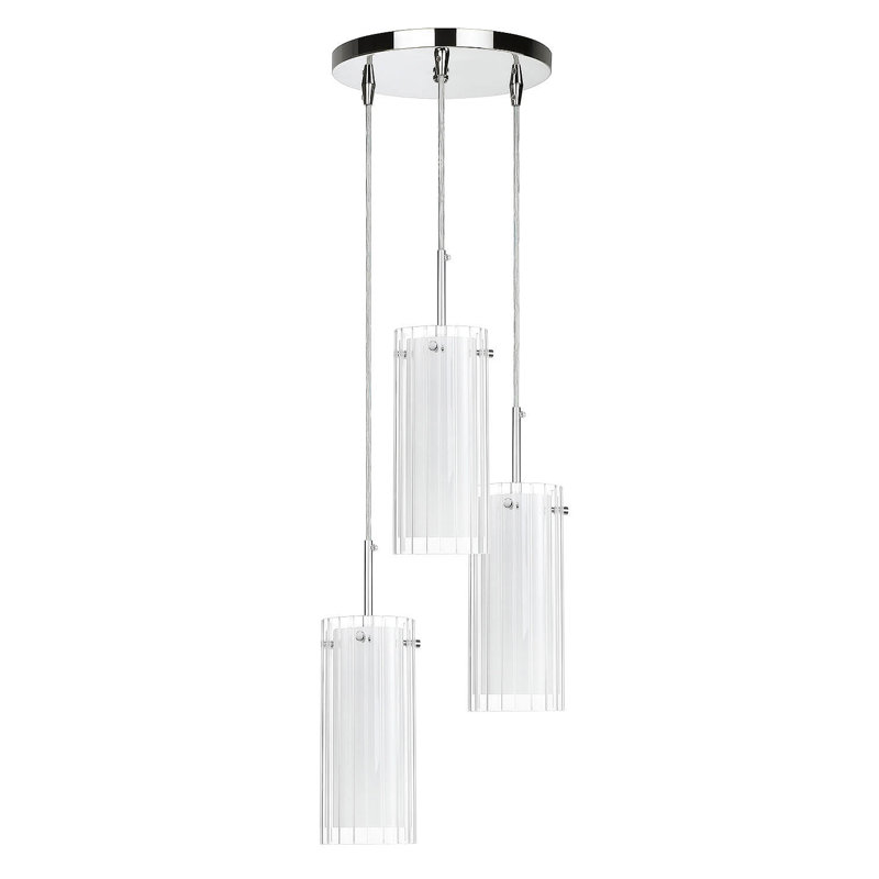 Luminaire suspendu moderne en grappe pour îlot de cuisine 3 lumières Chrome