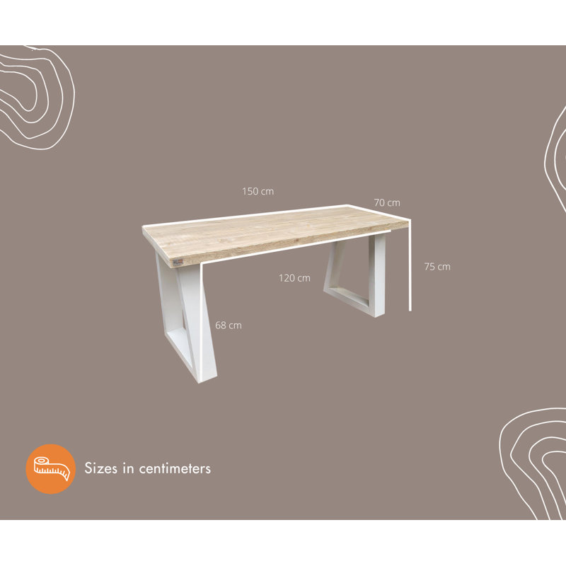 Vancouver Commercial Use Rectangle Writing Desk, 75'' H x 150'' W x 70'' D, White
