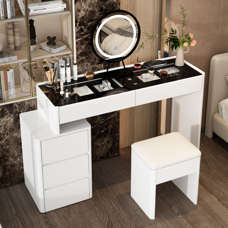 Ensemble de meuble-lavabo 47,2 "avec tabouret et miroir Clarisse