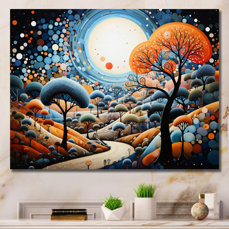 «Mid-Century Whimsical Wanderlust II», reproduction d'art sur toile, H 30 po x l 40 po, Toile tendue