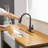 Pull‑Down High‑Arc Single‑Handle Kitchen Sink Faucet with 3‑Function Spray Head and 10‑Inch Deck Plate, Modern Kitchen Faucet,Oil Rubbed Bronze-59052244